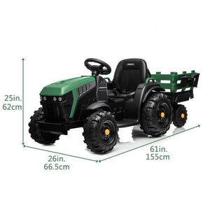 Kids Battery Powered Electric Tractor with Trailer Toddler Ride On Ground Loader w/ 2 Speeds Treaded Tires