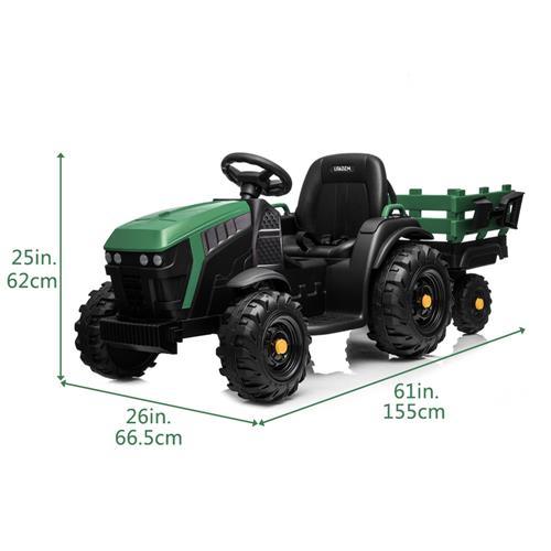 Kids Battery Powered Electric Tractor with Trailer Toddler Ride On Ground Loader w/ 2 Speeds Treaded Tires