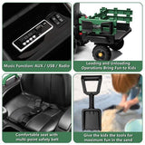 Kids Battery Powered Electric Tractor with Trailer Toddler Ride On Ground Loader w/ 2 Speeds Treaded Tires
