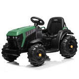 Kids Battery Powered Electric Tractor with Trailer Toddler Ride On Ground Loader w/ 2 Speeds Treaded Tires